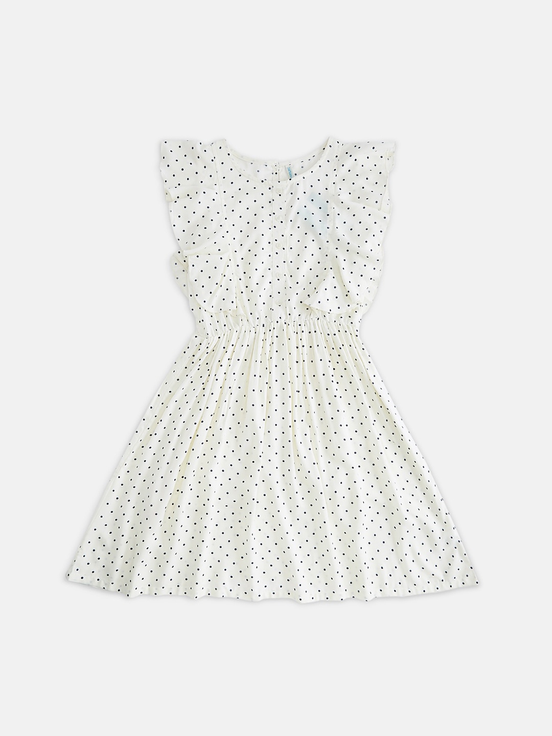 

Pantaloons Junior Girls White Polka Dots Printed Fit & Flare Dress