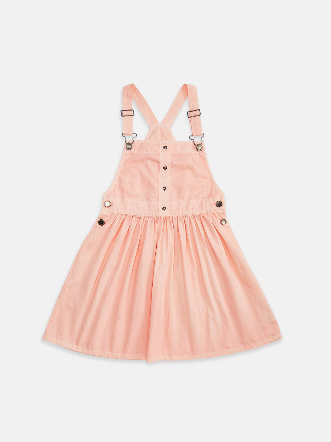 

Pantaloons Junior Girls Peach-Coloured Pure Cotton Pinafore Dress