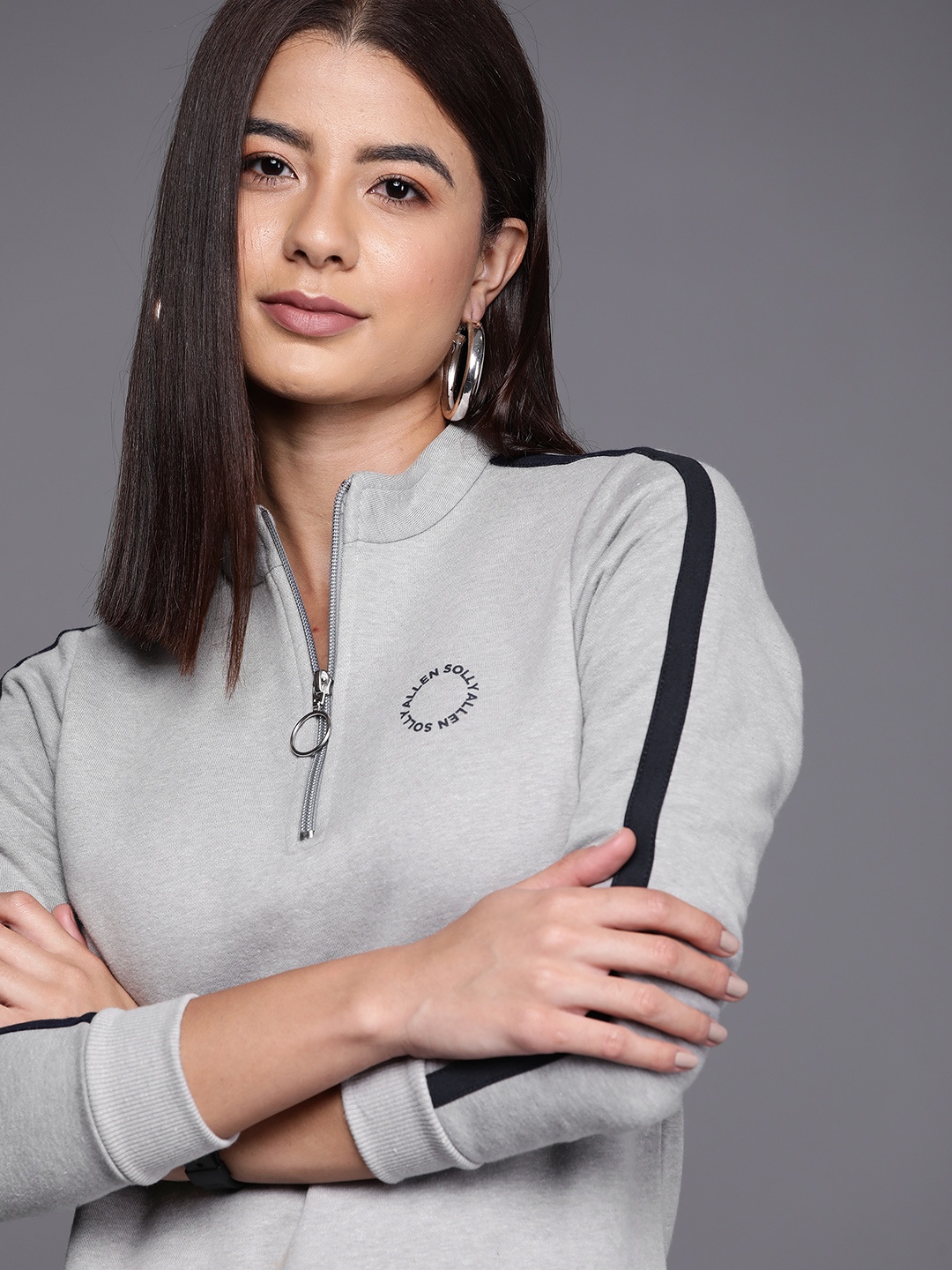 

Allen Solly Woman Women Grey Melange Solid Sweatshirt