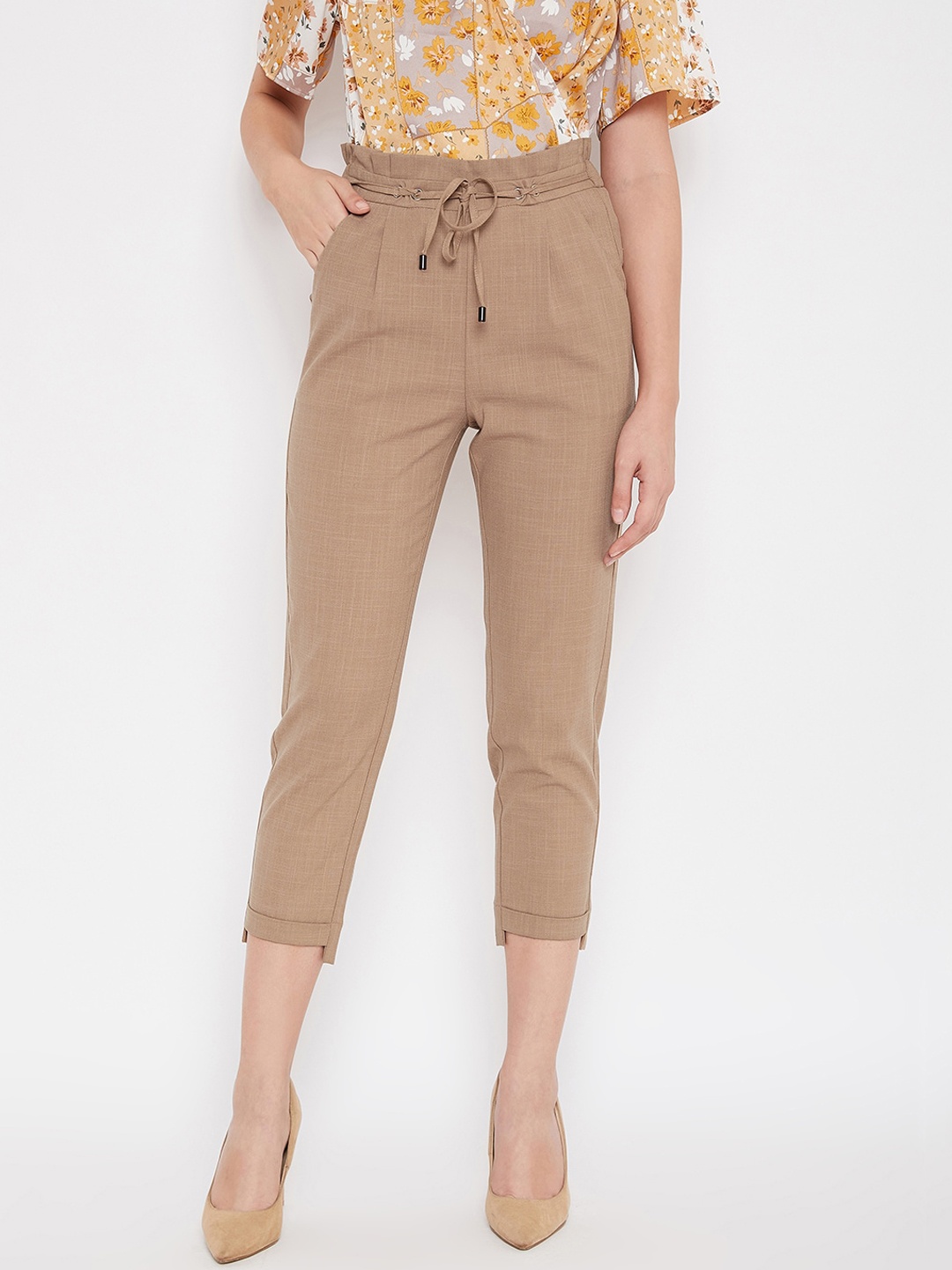 

Madame Women Brown Pleated Trousers
