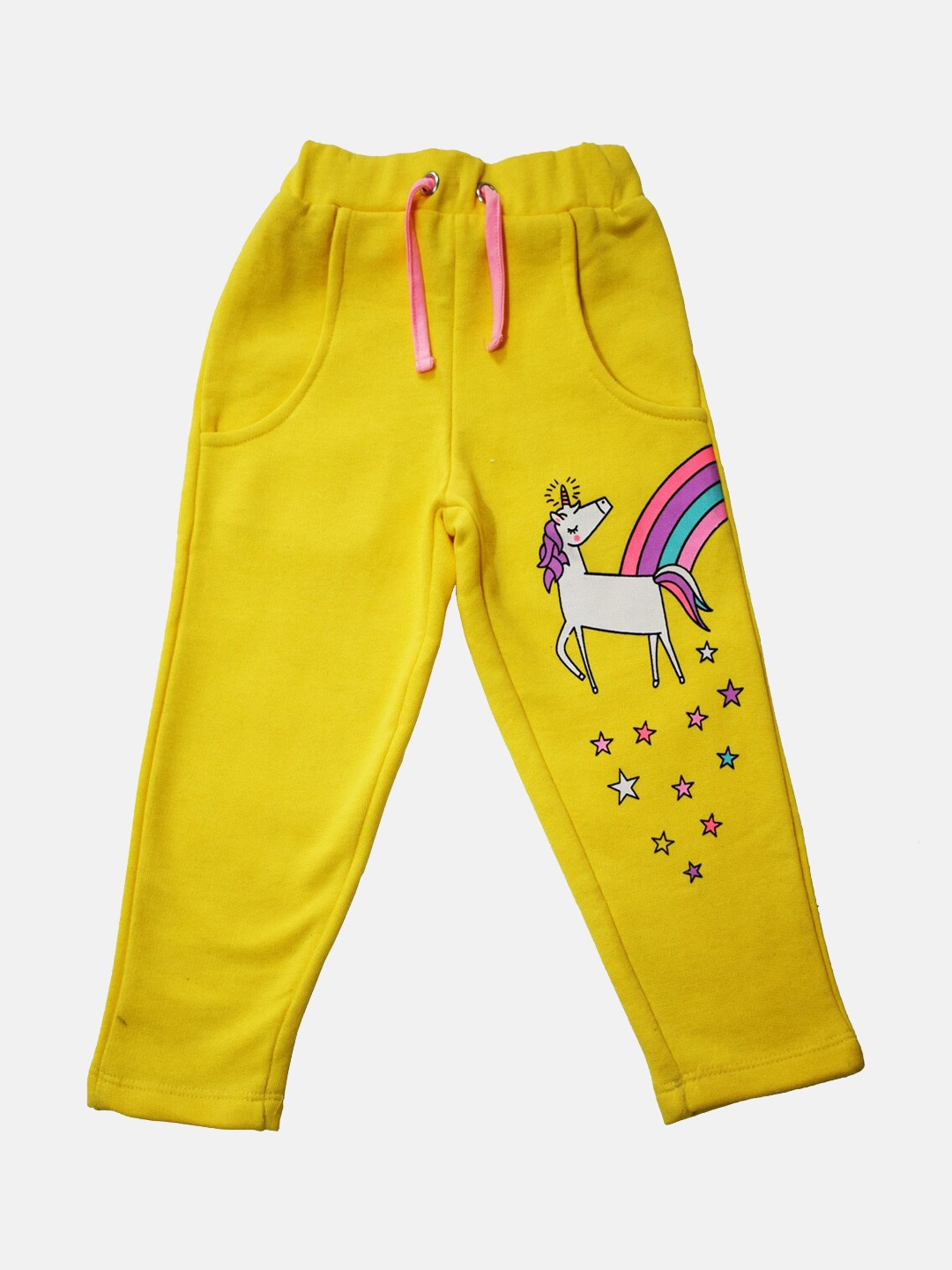 

Lazy Shark Girls Yellow White Unicorn Printed Track Pants