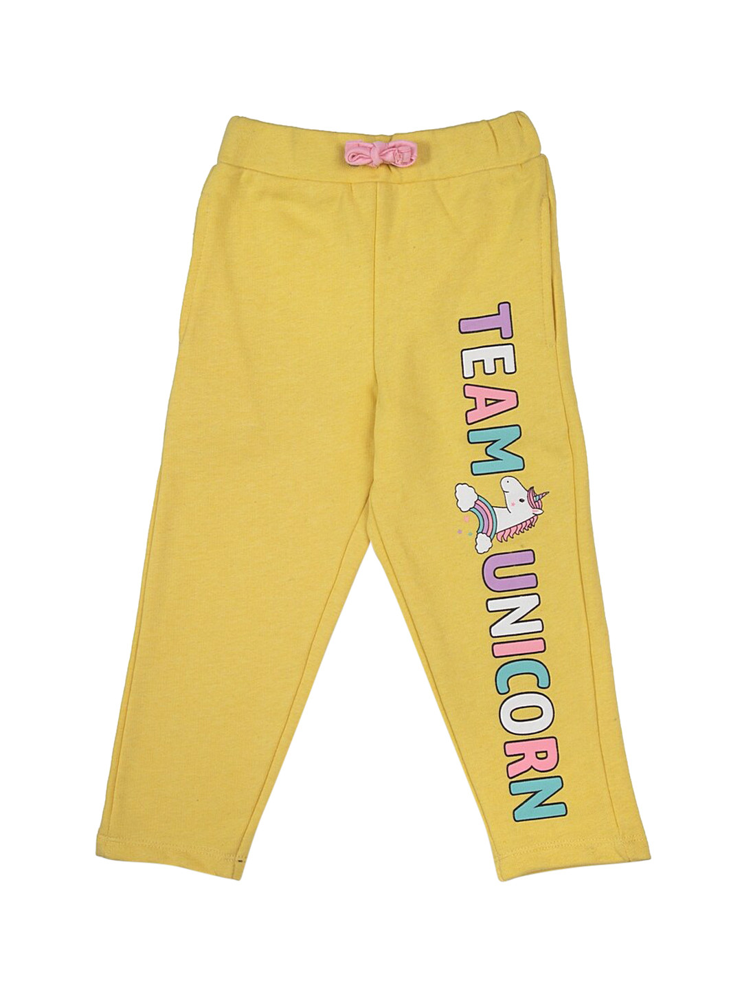 

Lazy Shark Girls Yellow Printed Straight-Fit Track Pant