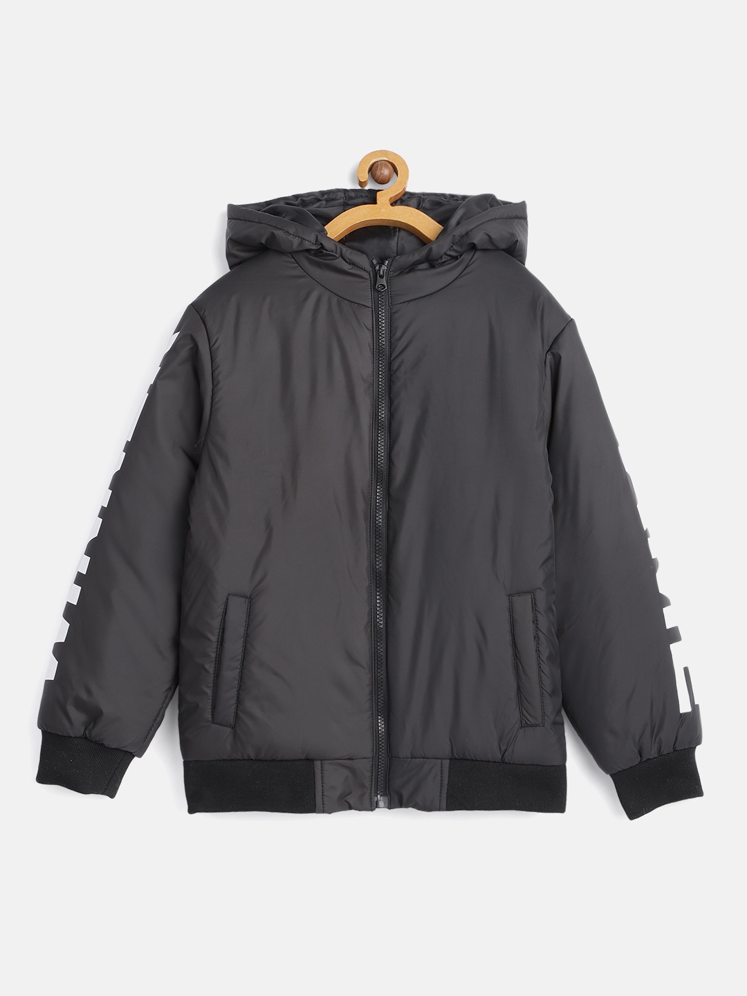 

HERE&NOW Boys Black Hooded Padded Jacket