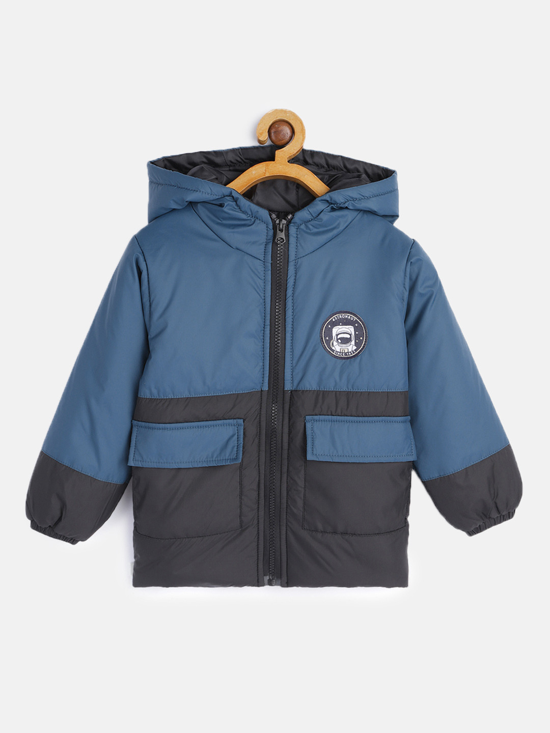 

HERE&NOW Boys Blue & Black Colourblocked Padded Jacket