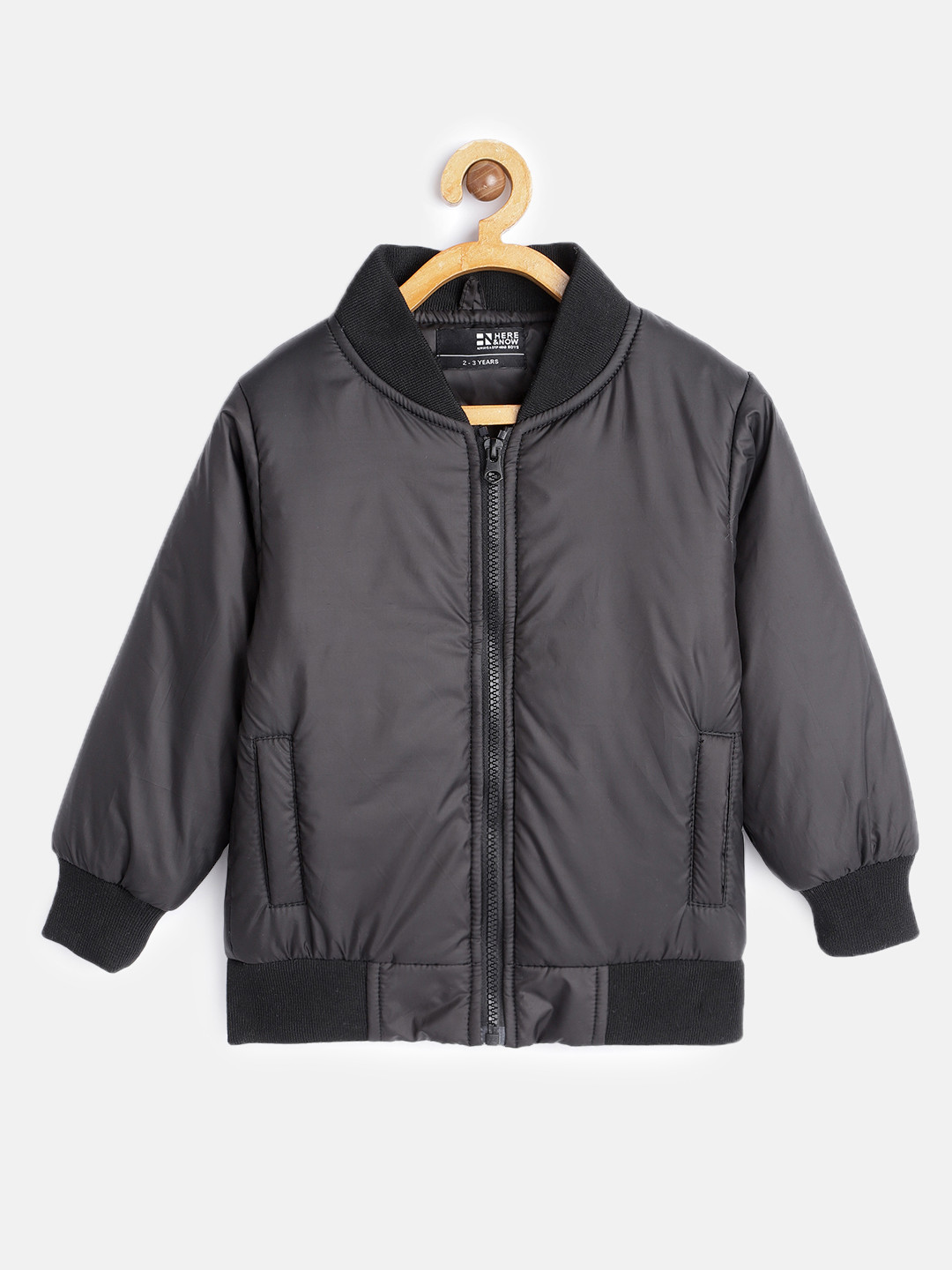 

HERE&NOW Boys Black Solid Polyester Regular Padded Jacket