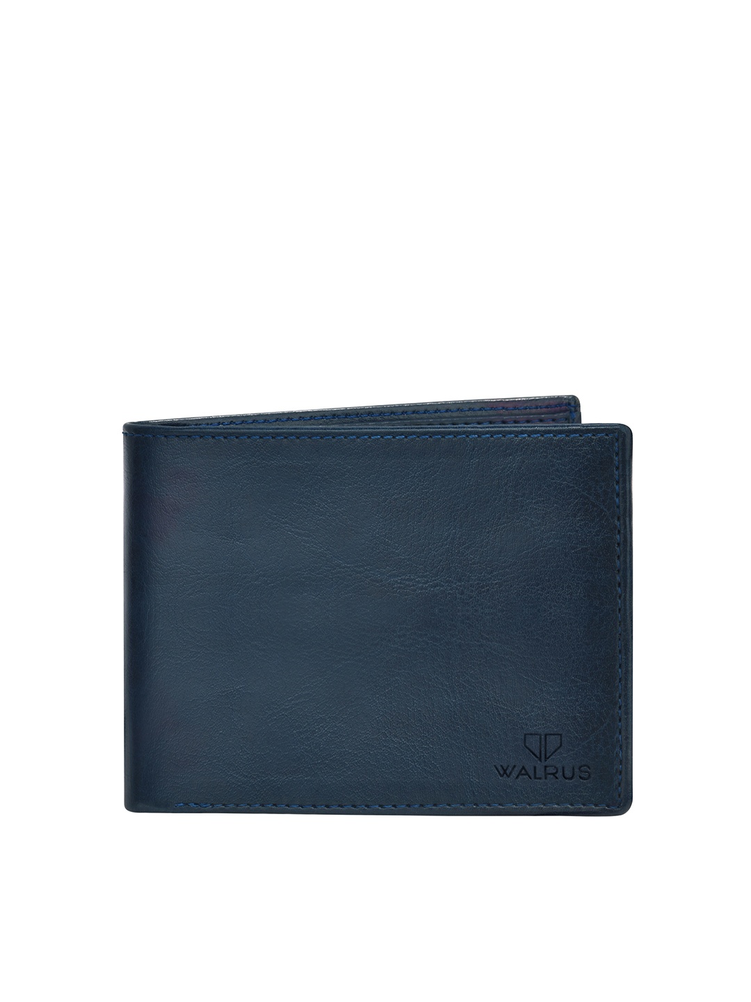 

Walrus Men Blue Color Ecofriendly Vegan Leather Two-Fold Wallet, Navy blue