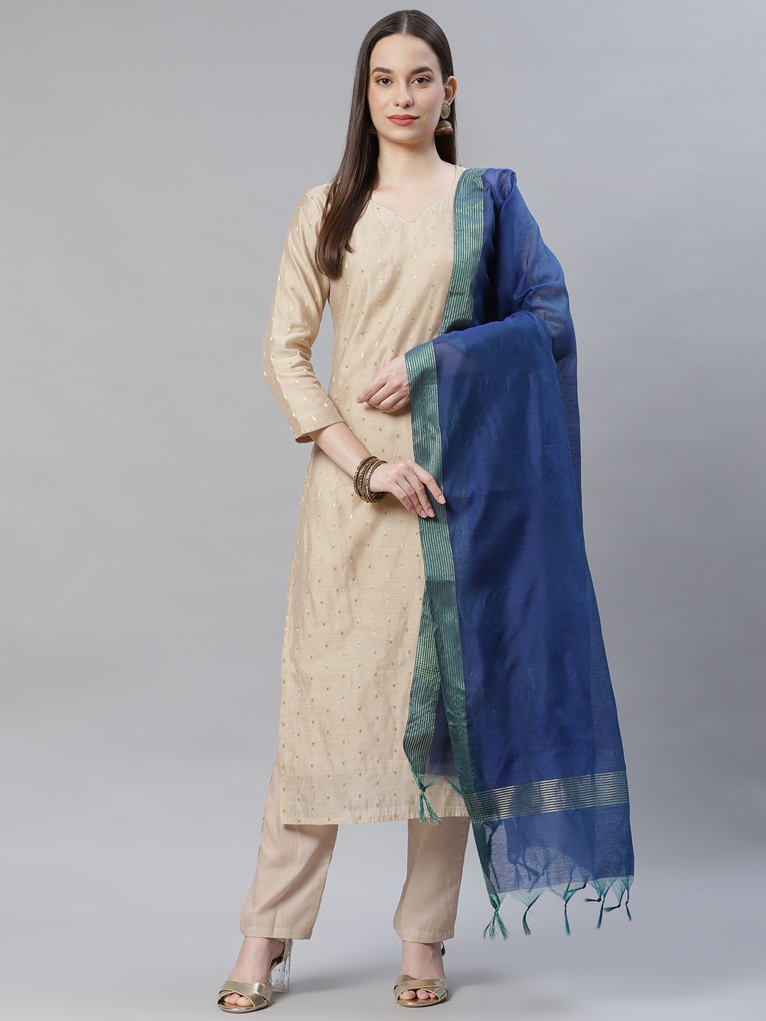 

mokshi Blue Pure Silk Dupatta