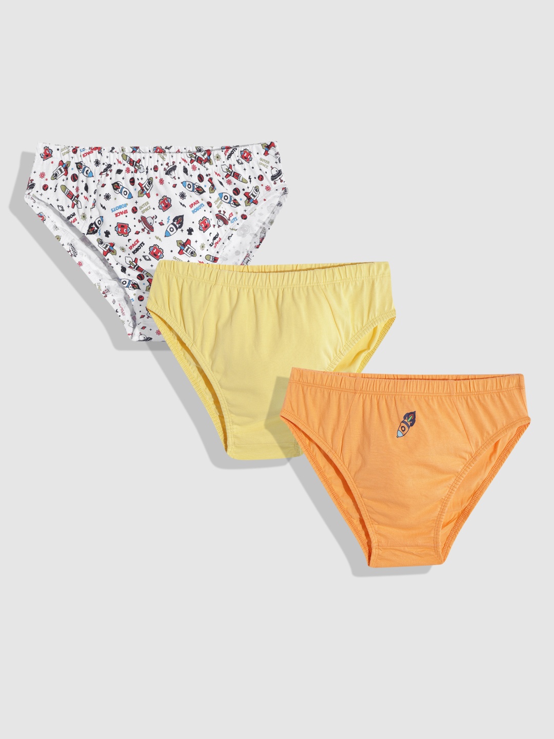 

YK Boys Pack of 3 Pure Cotton Breifs, Orange
