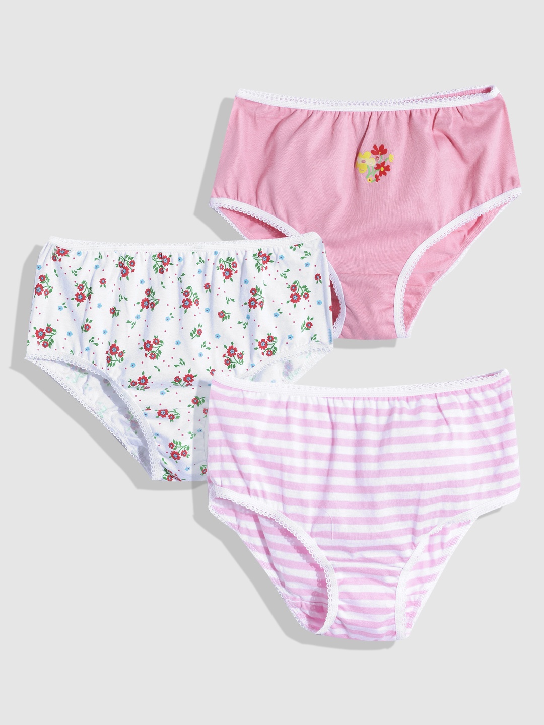 YK Girls Pack of 3 Cotton Basic Briefs, White