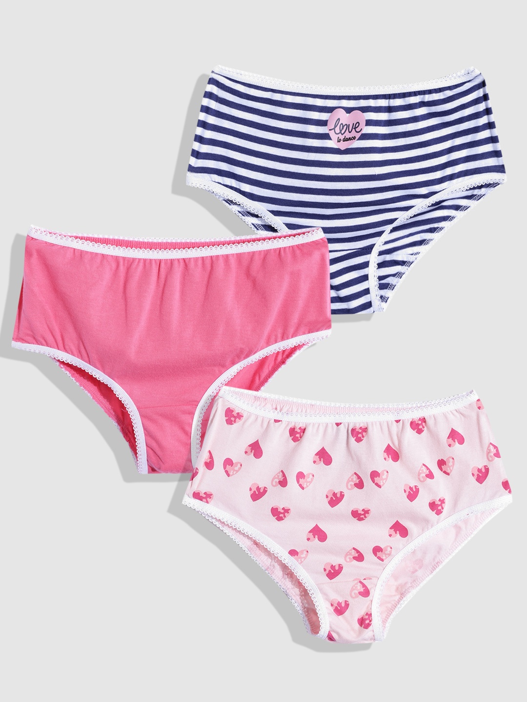 

YK Girls Pack of 3 Cotton Basic Briefs, Pink