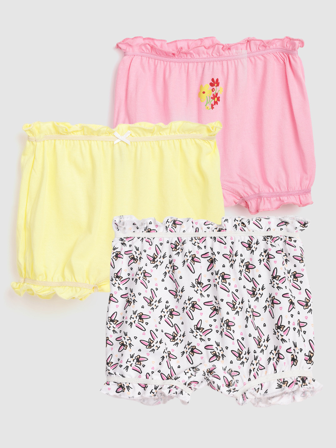 

YK Girls Pack of 3 Pure Cotton Bloomers YK_AW21_G_JR_Blmer27aprl2, Pink