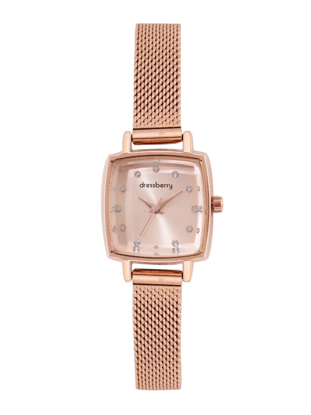 

DressBerry Women Rose Gold-Toned Embellished Dial Analogue Watch DB-SS21-10A