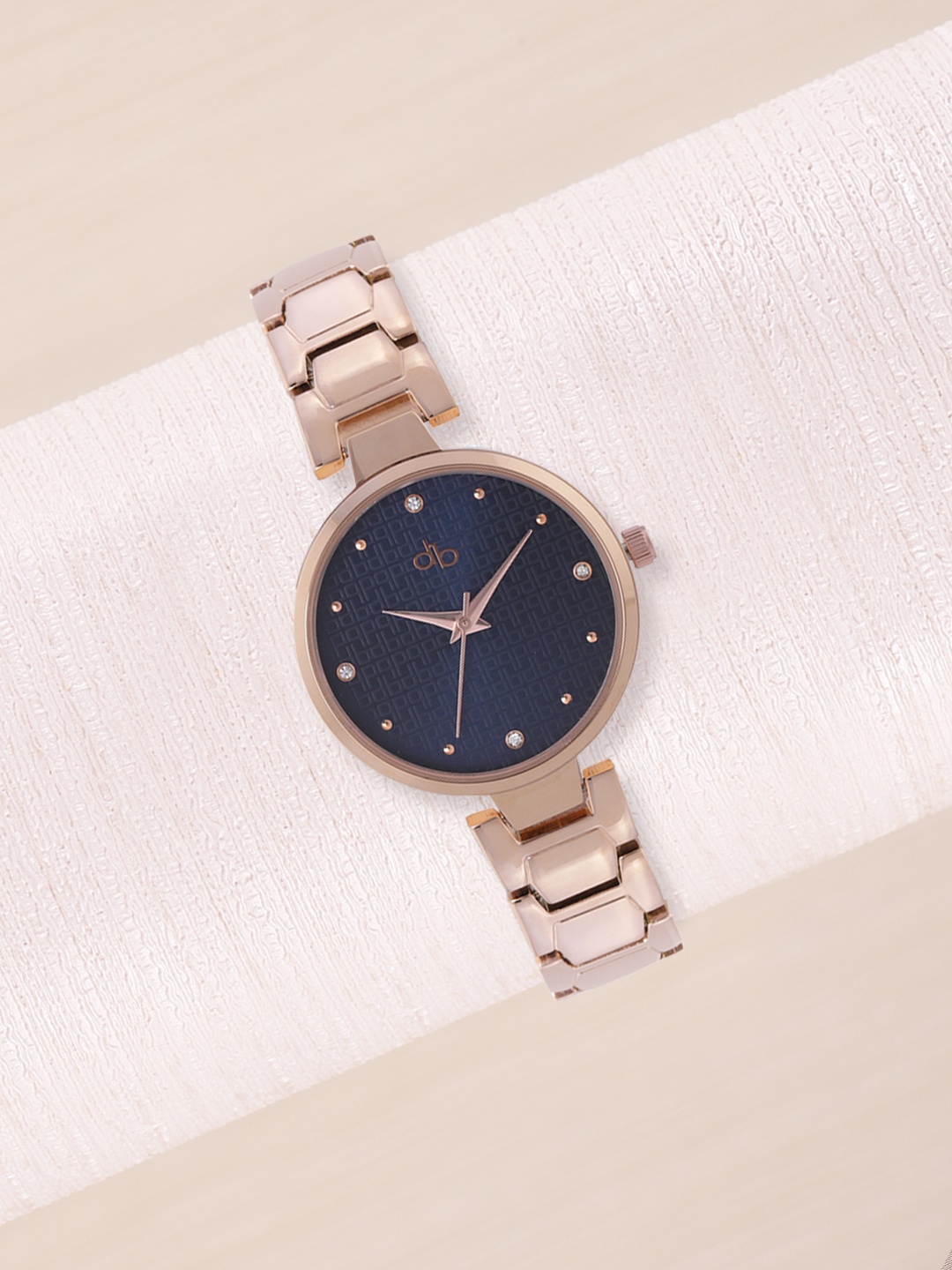 

DressBerry Women Navy Printed Dial & Rose Gold-Toned Straps Analogue Watch DB-SS21-3D, Navy blue