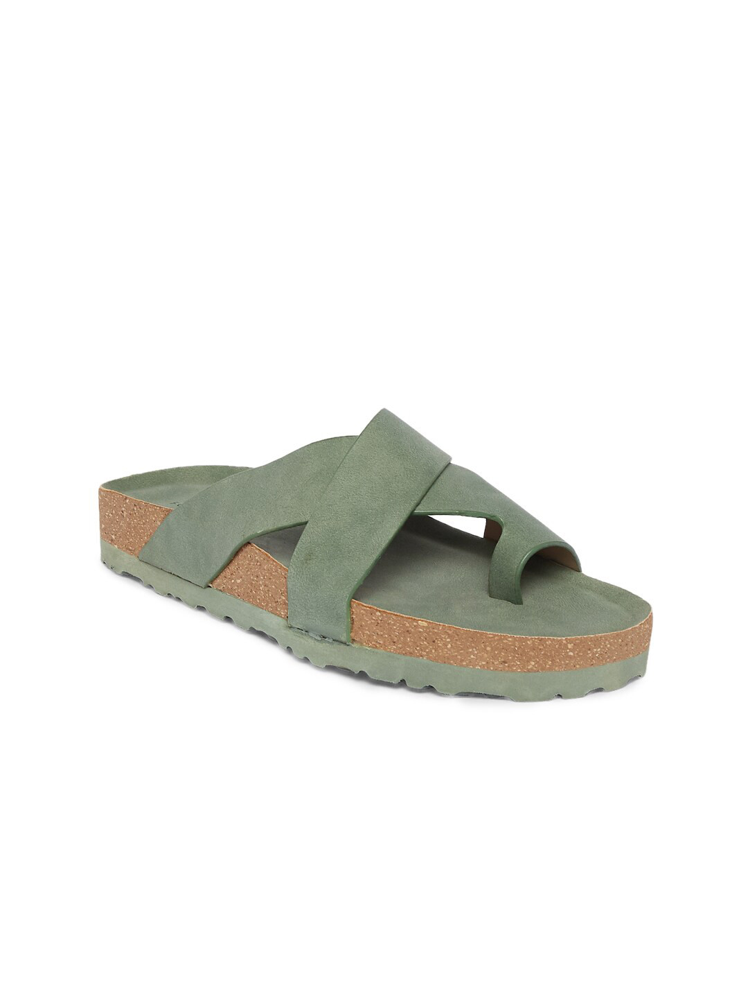 

Forever Glam by Pantaloons Women Green PU Open-Toe Flats