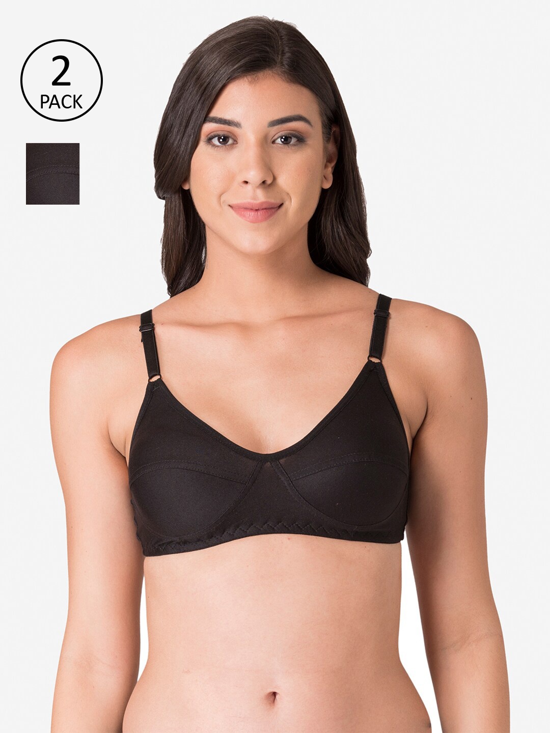 

KOMLI Black Pack of 2 T-shirt Bra K-9116-2PC-BLK