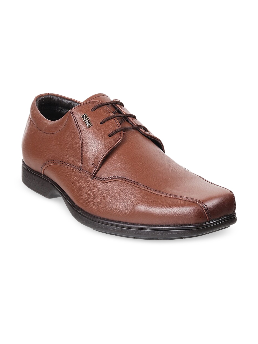 

Mochi Men Tan-Brown Solid Leather Formal Derbys