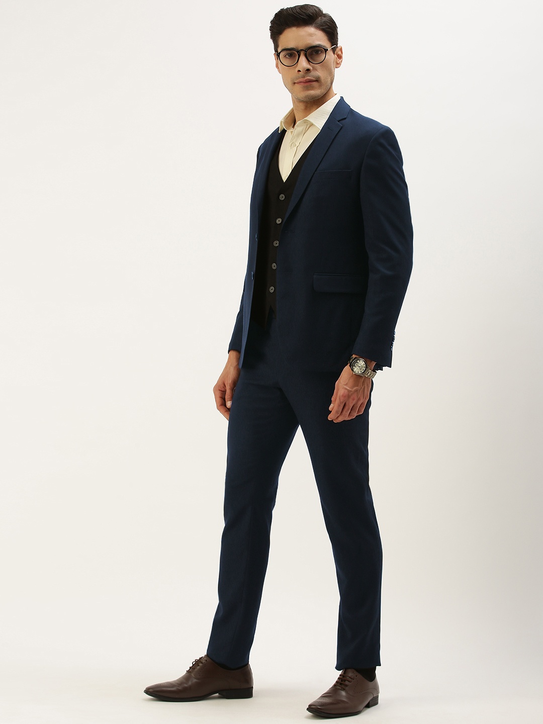 

Peter England Men Navy Blue Solid Neo-Slim Fit Single-Breasted Formal Suit