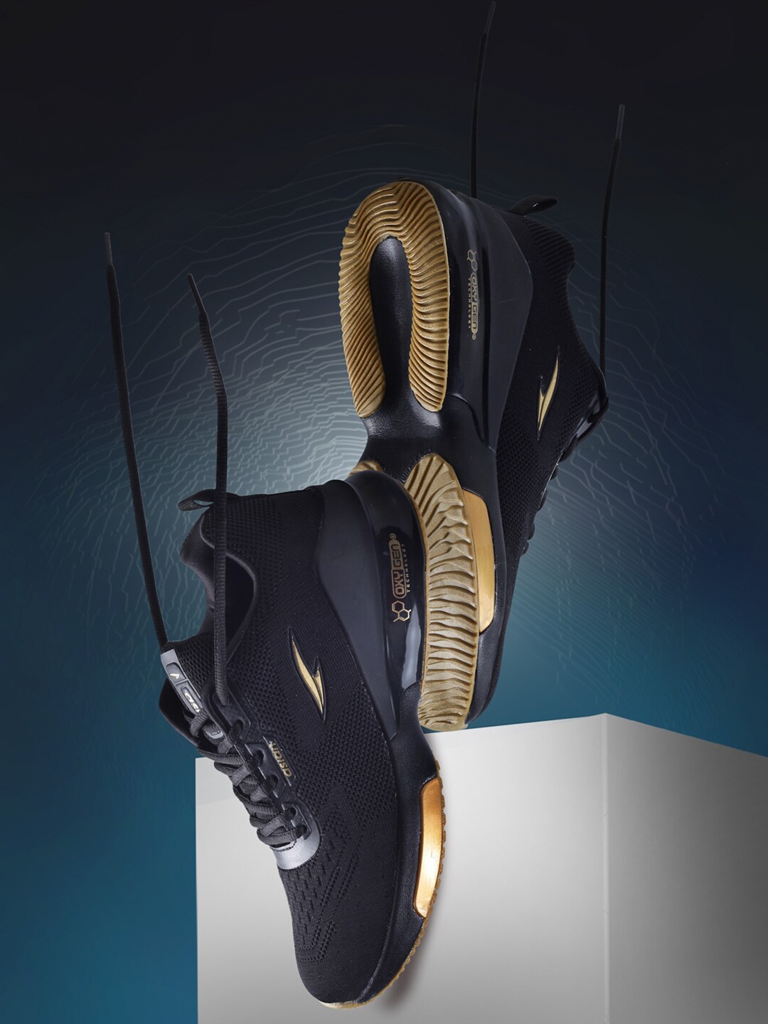 

ASIAN Men Black Mesh Running Non-Marking Shoes
