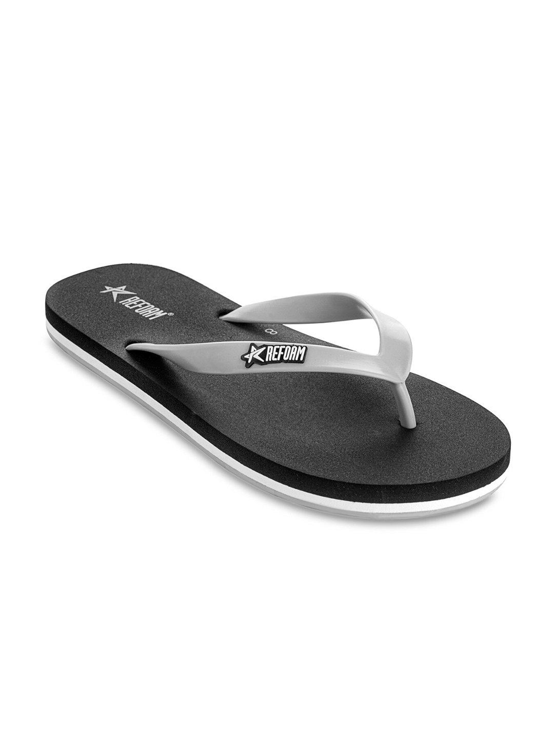 

REFOAM Men Black & Grey Rubber Thong Flip-Flops