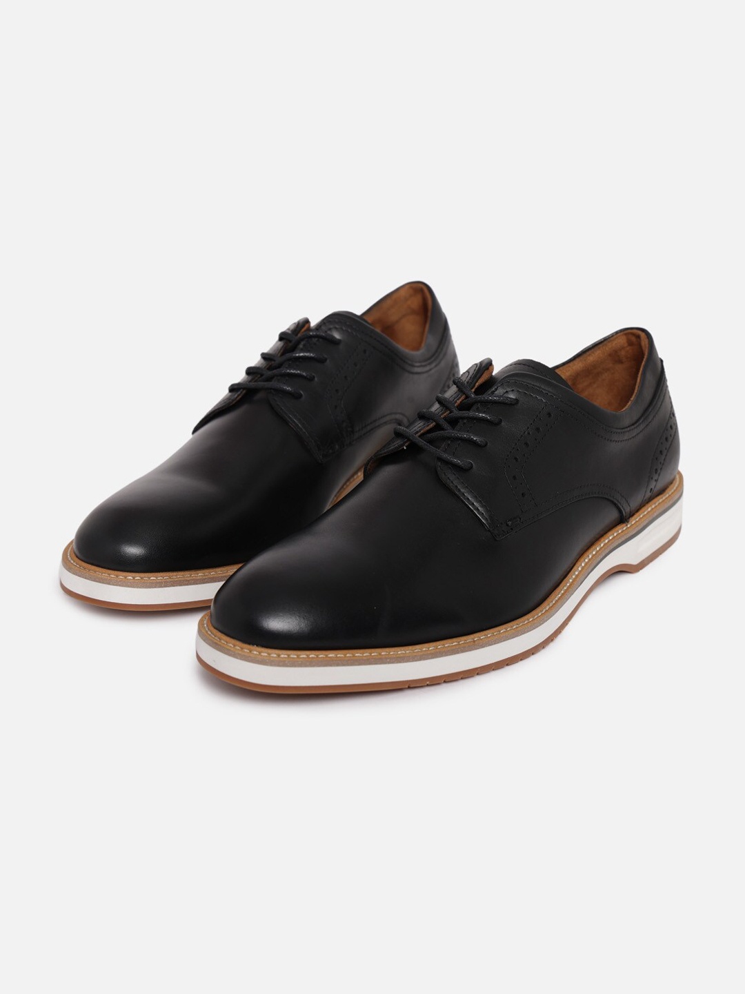 

ALDO Men Black Solid Leather Derbys