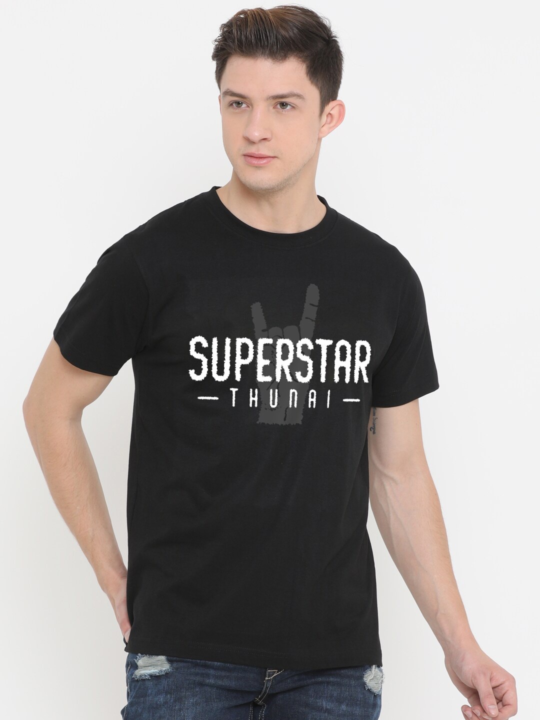 

Fully Filmy Men Black Typography Printed T-shirt