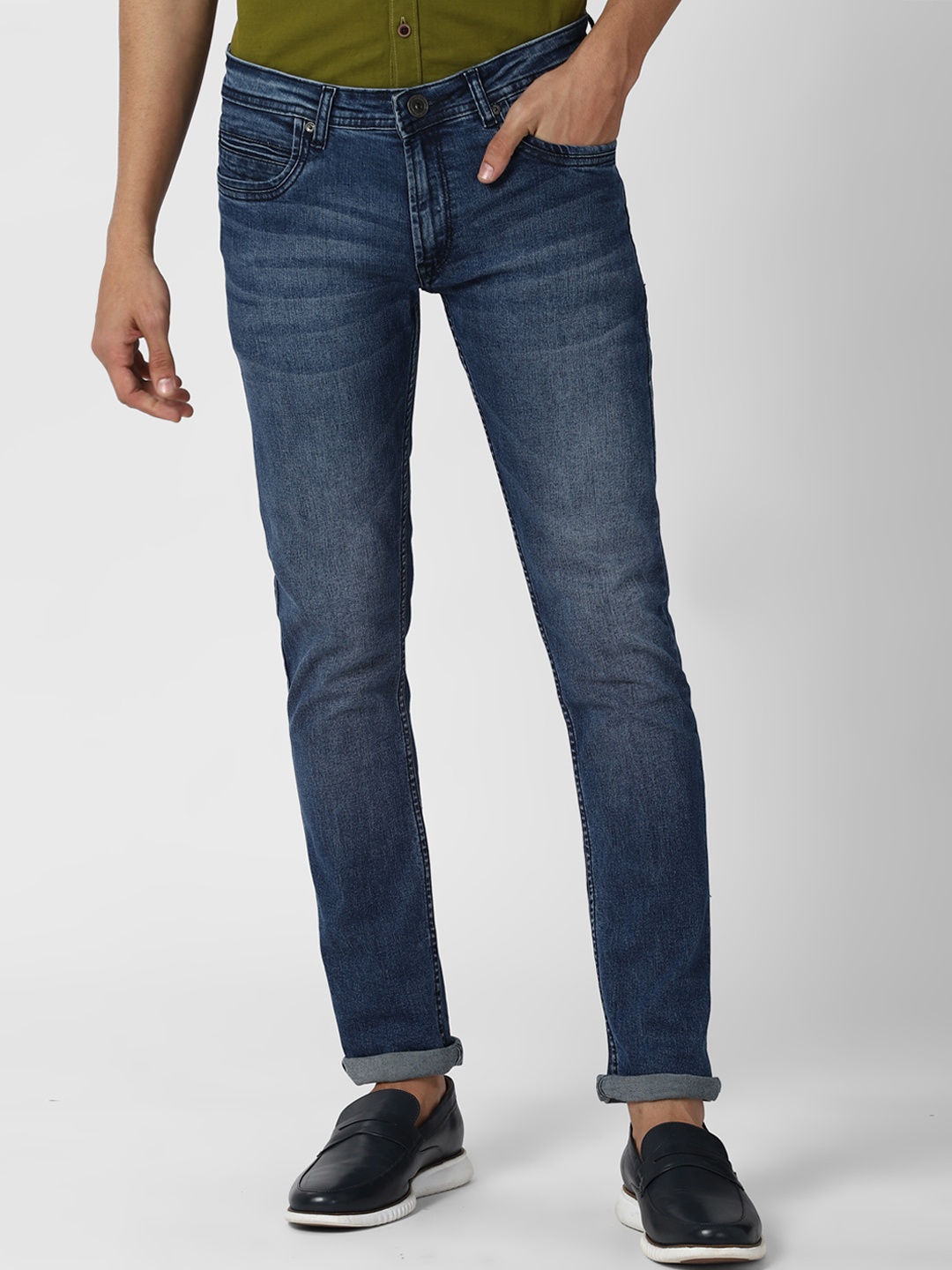 

Peter England Casuals Men Navy Blue Skinny Fit Light Fade Jeans