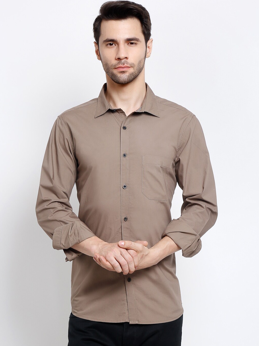 

Cantabil Men Brown Solid Opaque Casual Shirt