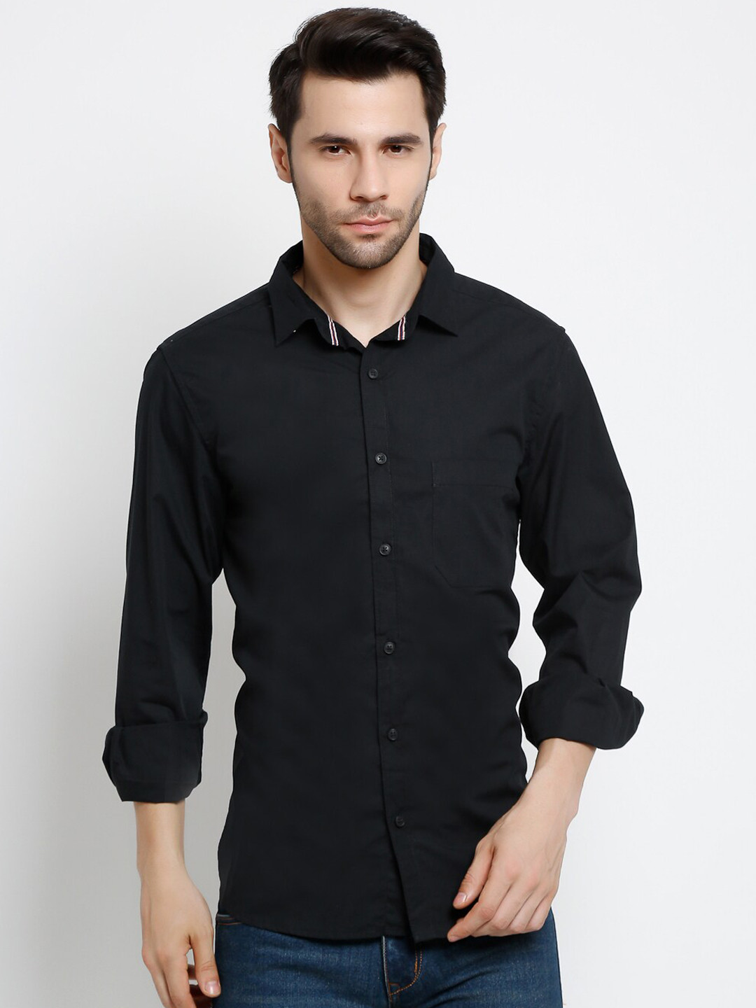 

Cantabil Men Black Opaque Casual Shirt