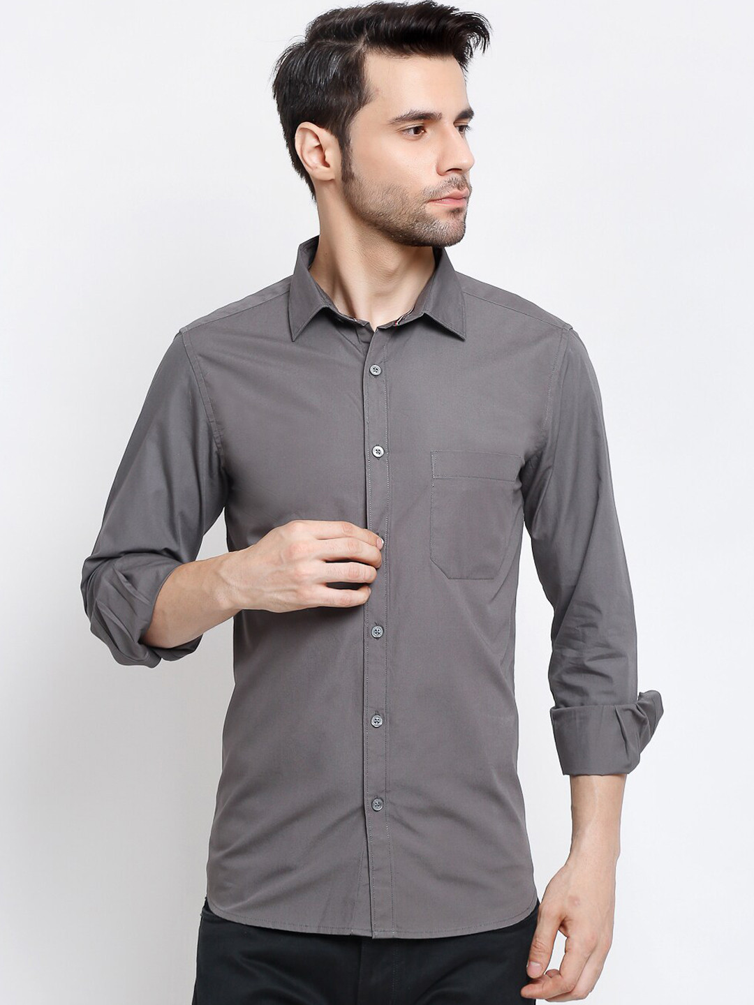 

Cantabil Men Grey Opaque Casual Shirt