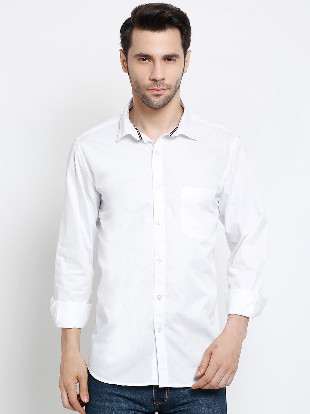 

Cantabil Men White Opaque Casual Shirt