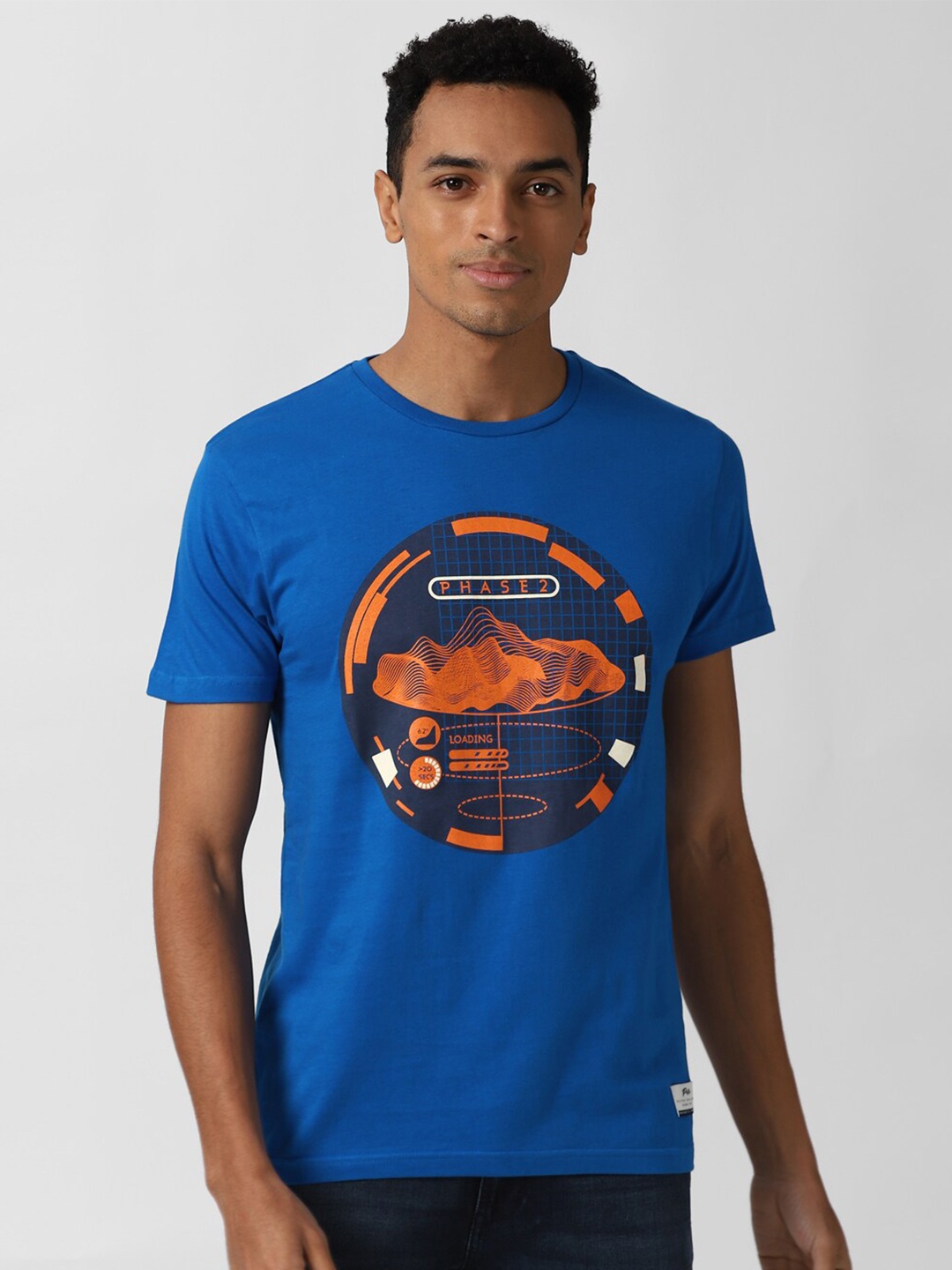 

Peter England Casuals Men Blue Printed Slim Fit T-shirt