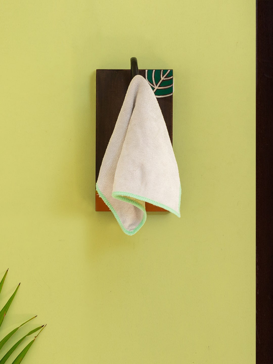 

ExclusiveLane Brown Green Hand-Painted Teak Wooden Towel Holder