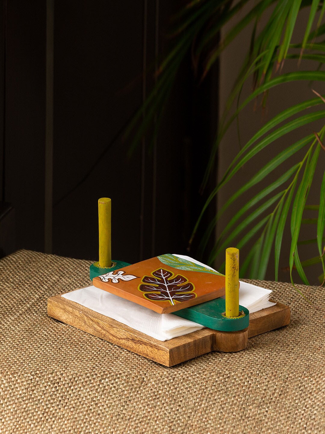 

ExclusiveLane Brown & Green Sheesham Wood Handcrafted Tissue Holder
