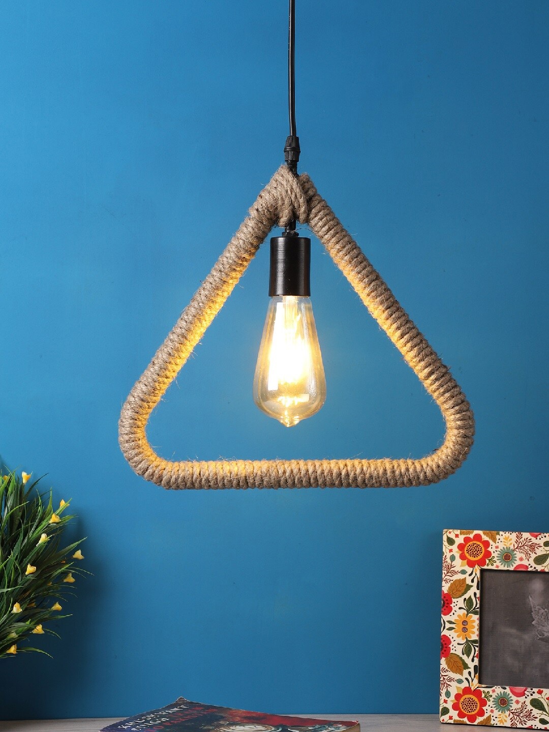 

EXIM DECOR Brown & Black Contemporary Rope Handcrafted Ceiling Rope Light