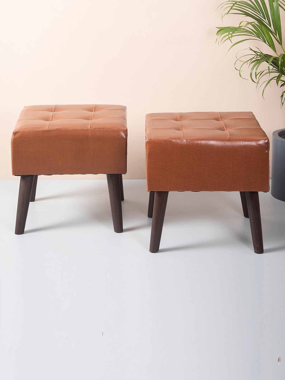 

nestroots Brown 2 Pieces Square Shape Sitting Wide Storage Ottoman