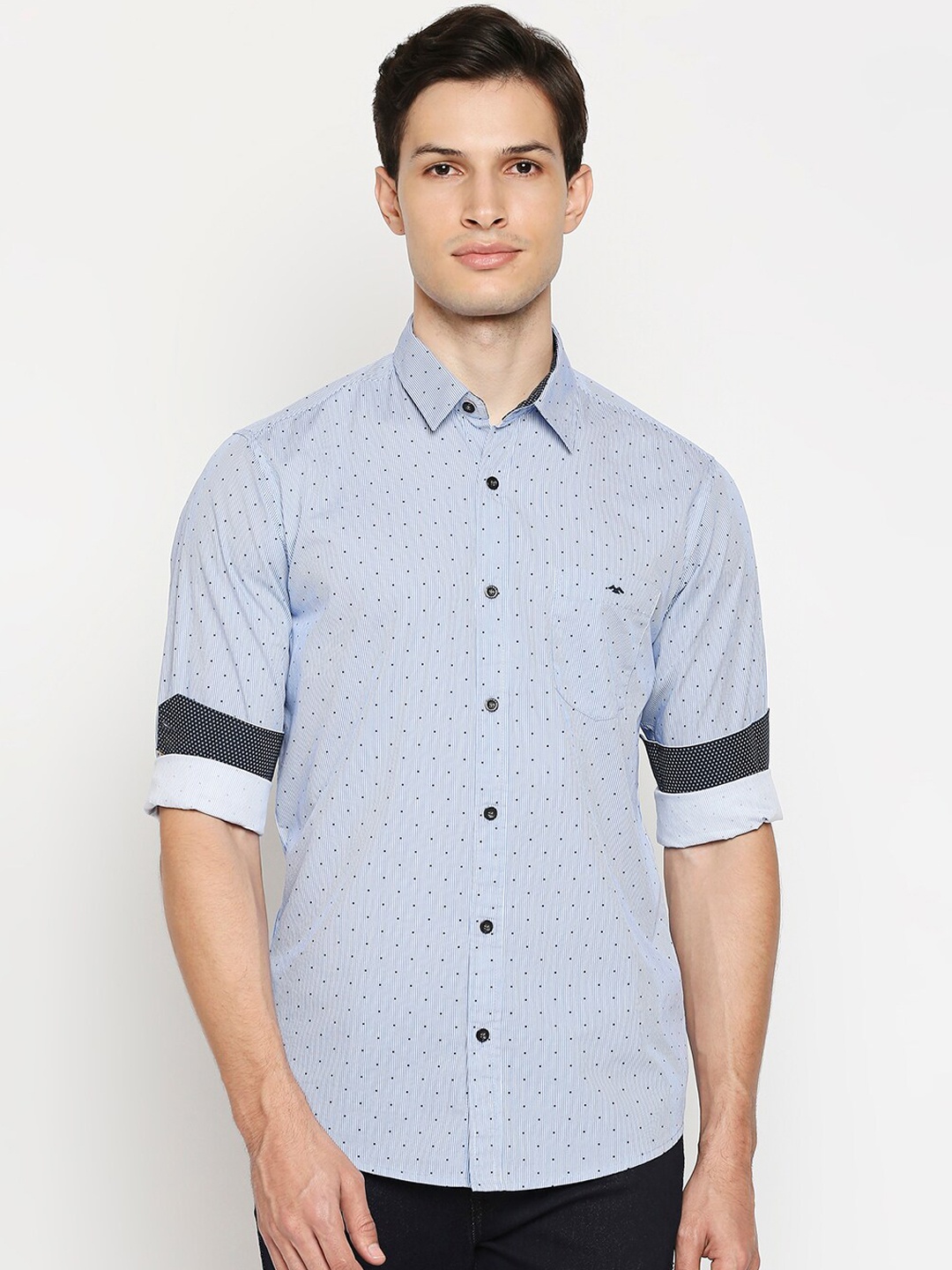 

Mufti Men Blue Slim Fit Pure Cotton Opaque Printed Casual Shirt