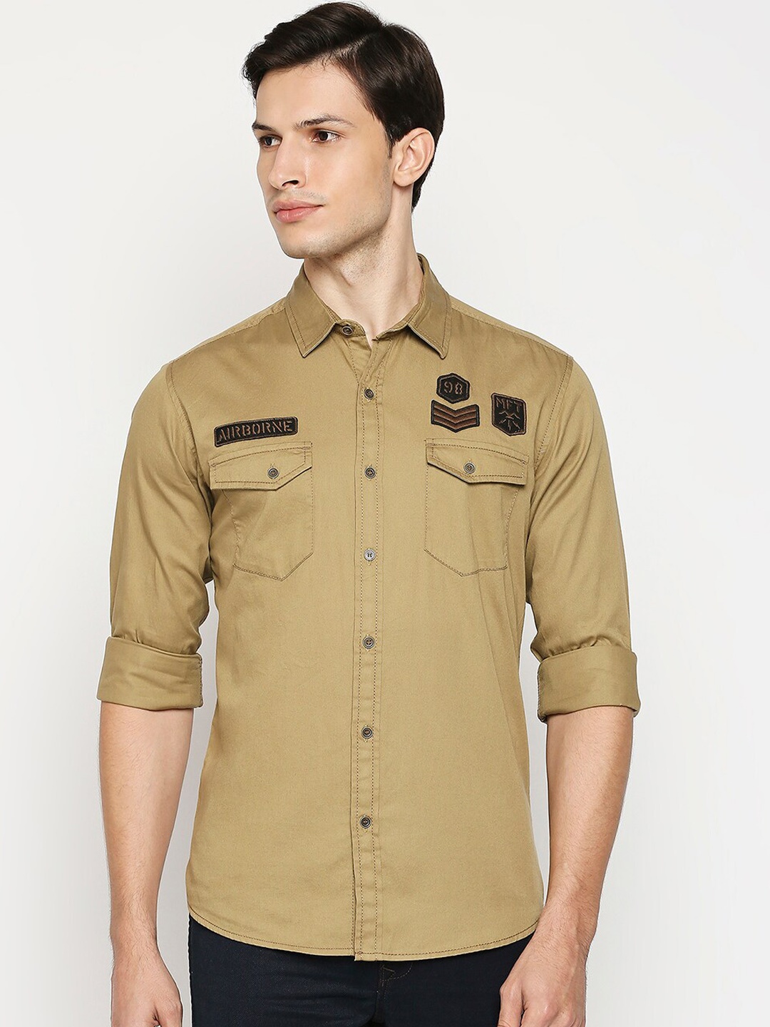 

Mufti Men Brown Slim Fit Opaque Casual Shirt