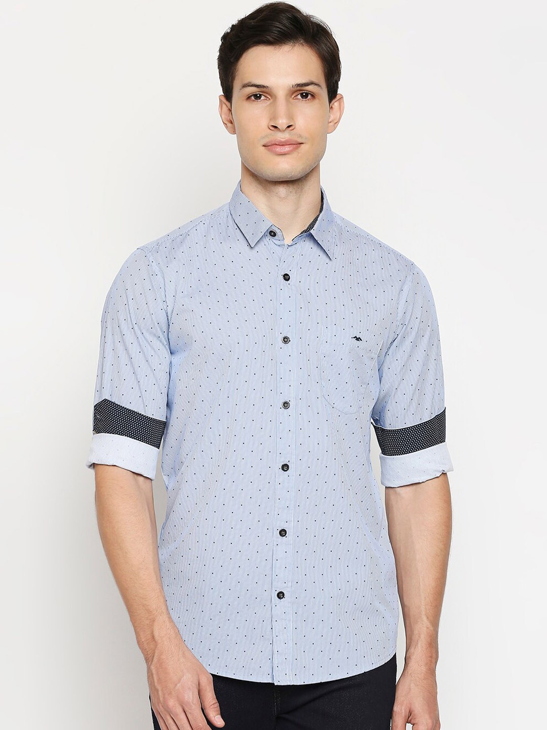 

Mufti Men Blue Slim Fit Opaque Printed Casual Shirt