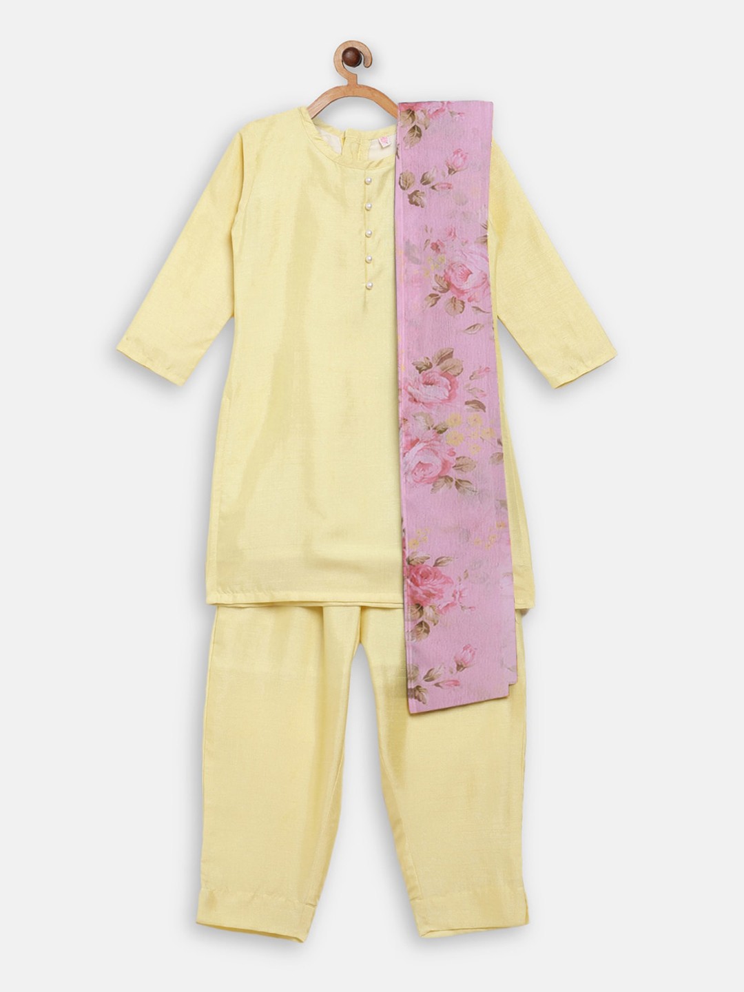 

Ahalyaa Girls Yellow Regular Kurti with Salwar & With Dupatta