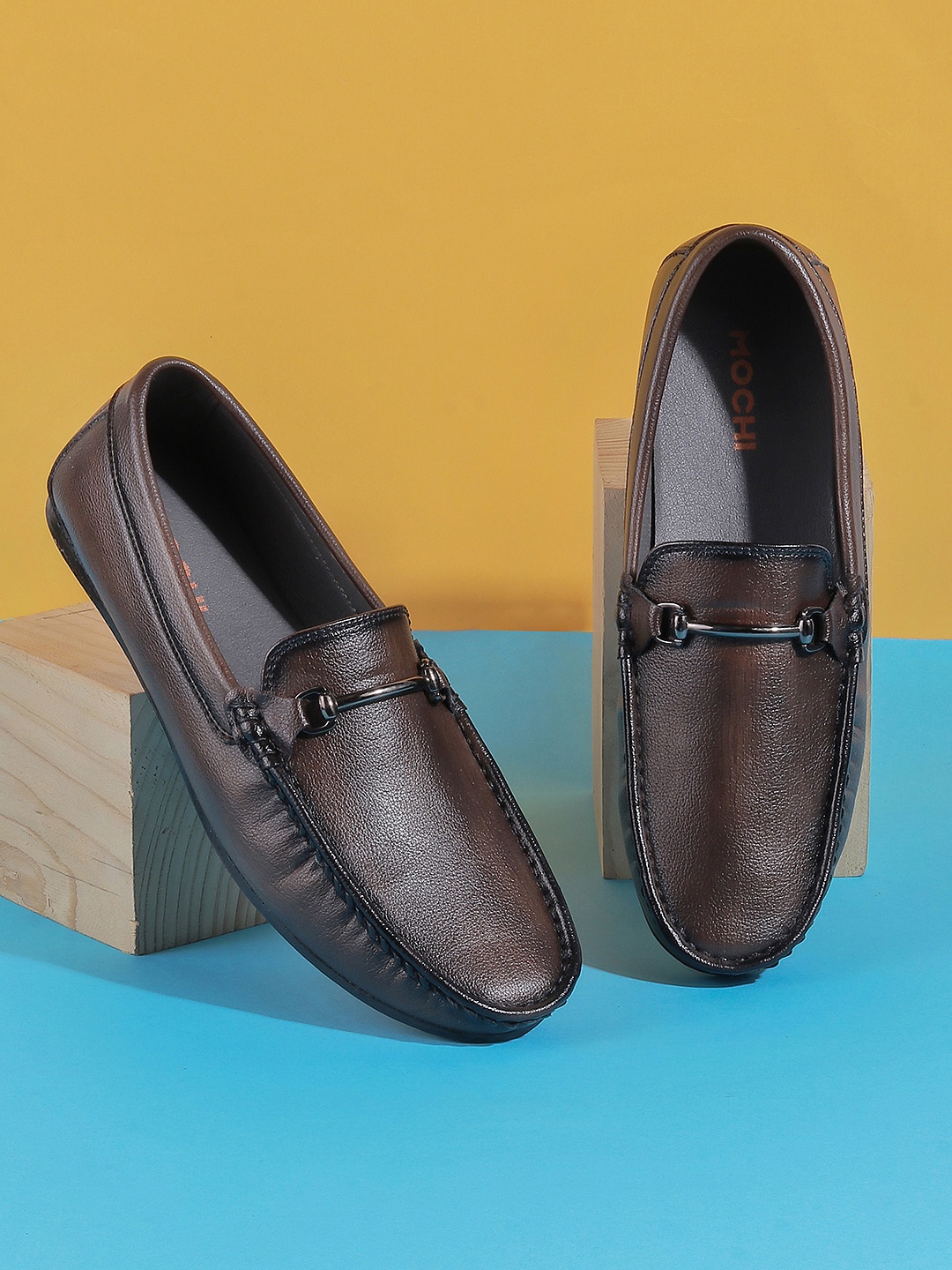 

Mochi Men Brown Leather Loafers