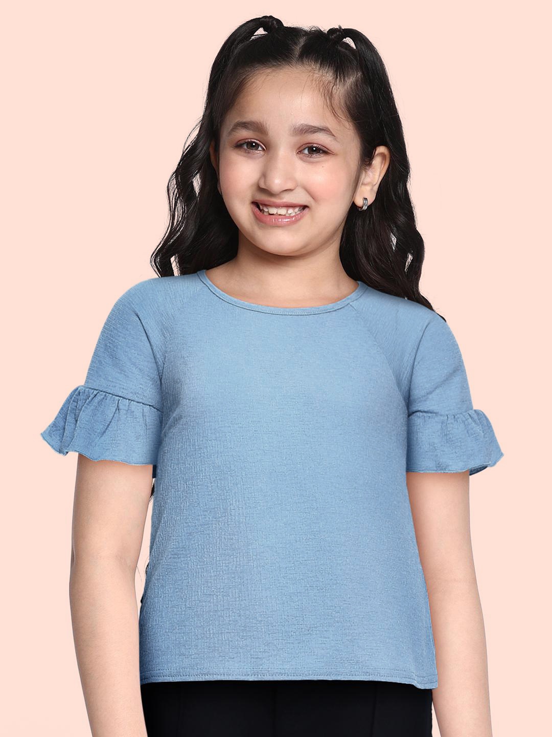

AND Blue Solid Regular Top