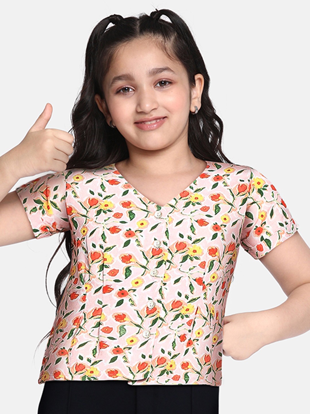 

AND Pink Floral Shirt Style Top