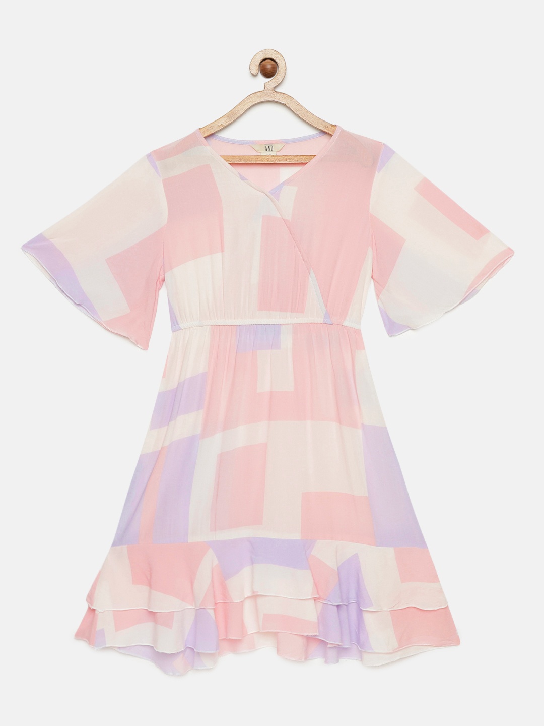 

AND Girls Pink & Blue Colourblocked Dress