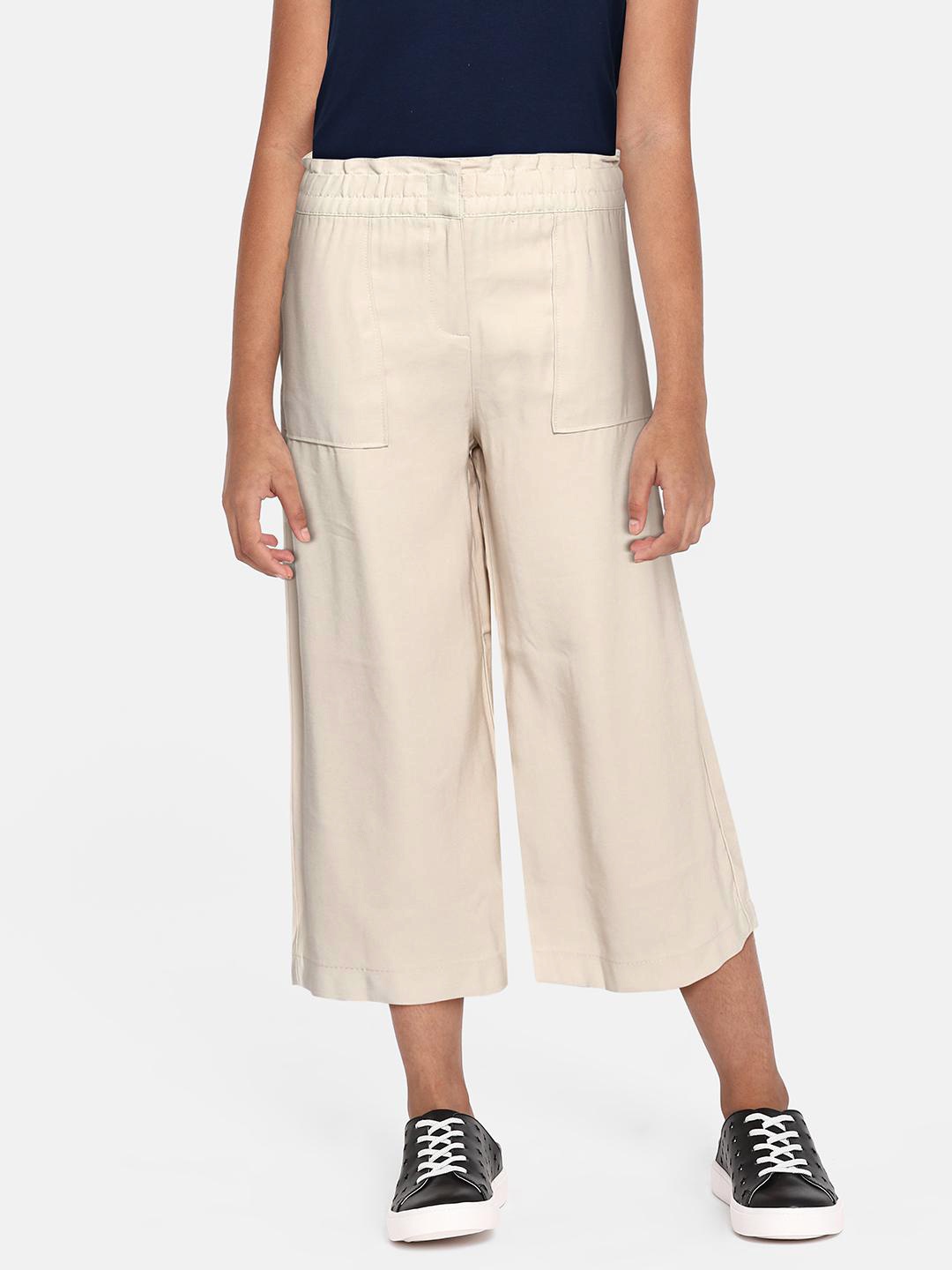 

AND Girls Beige Flared Pleated Parallel Trousers