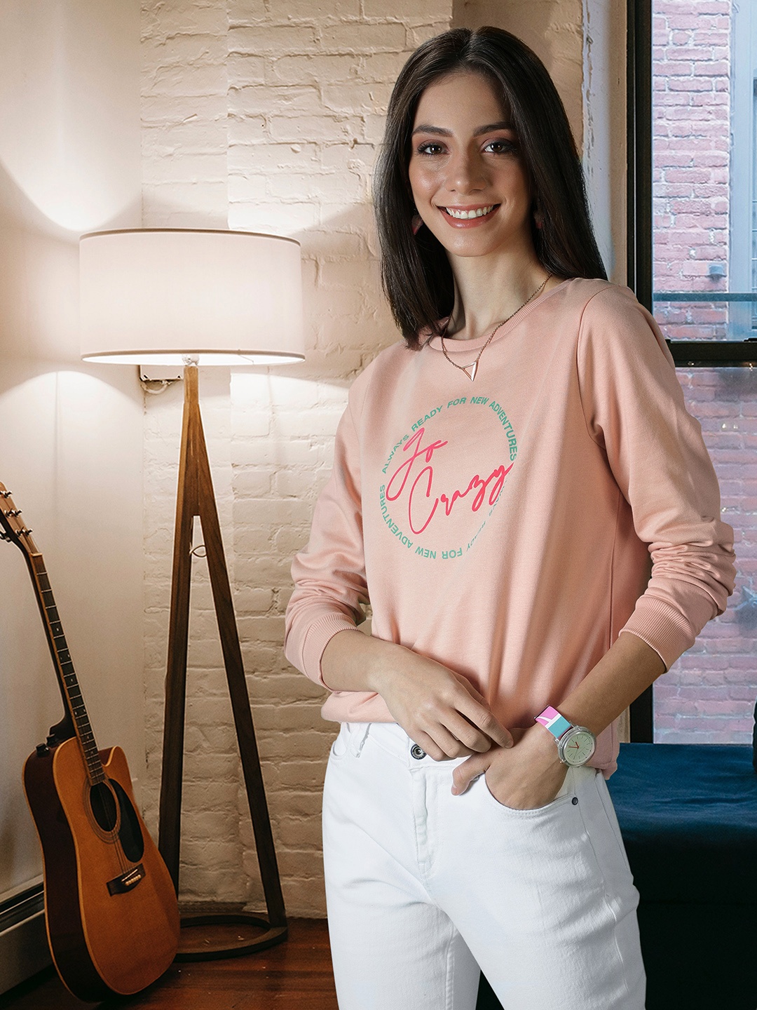 

Vero Moda Women Pink & Red Printed Sweatshirt