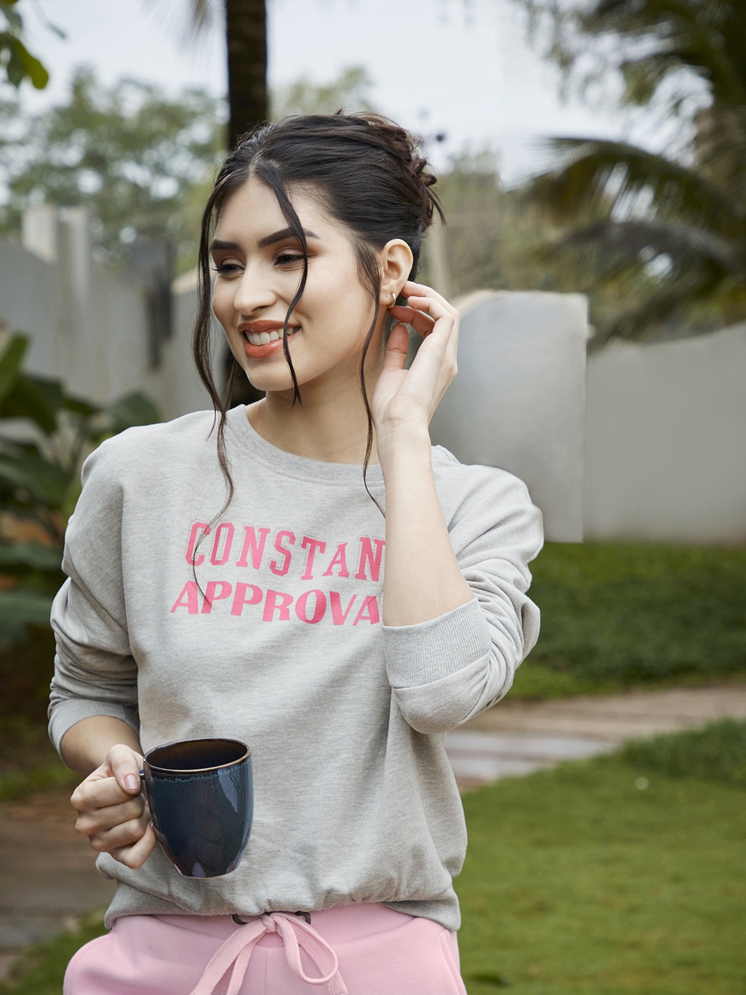 

Vero Moda Women Grey Melange Printed Sweatshirt