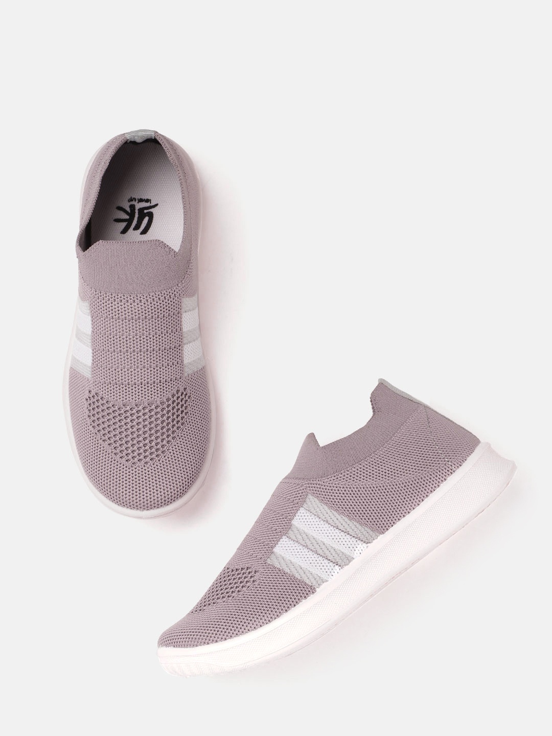 

YK Girls Mauve Woven Design Slip-On Sneakers with Striped Detail