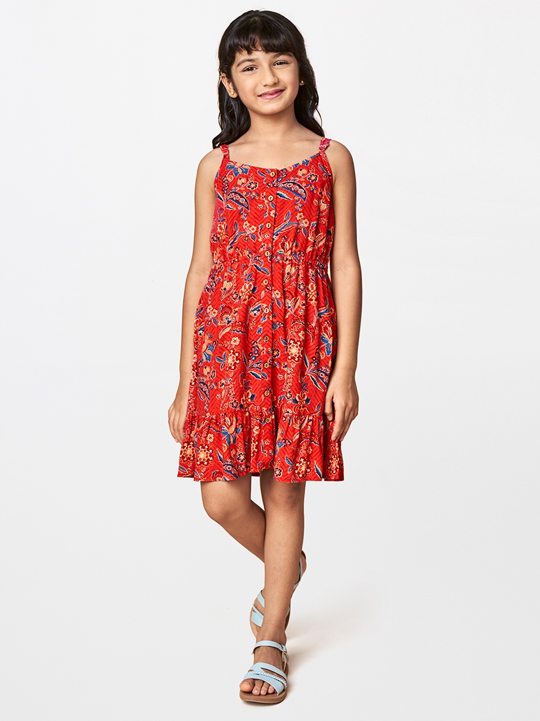 

Global Desi Orange Liva Ethnic Motifs Printed Dress