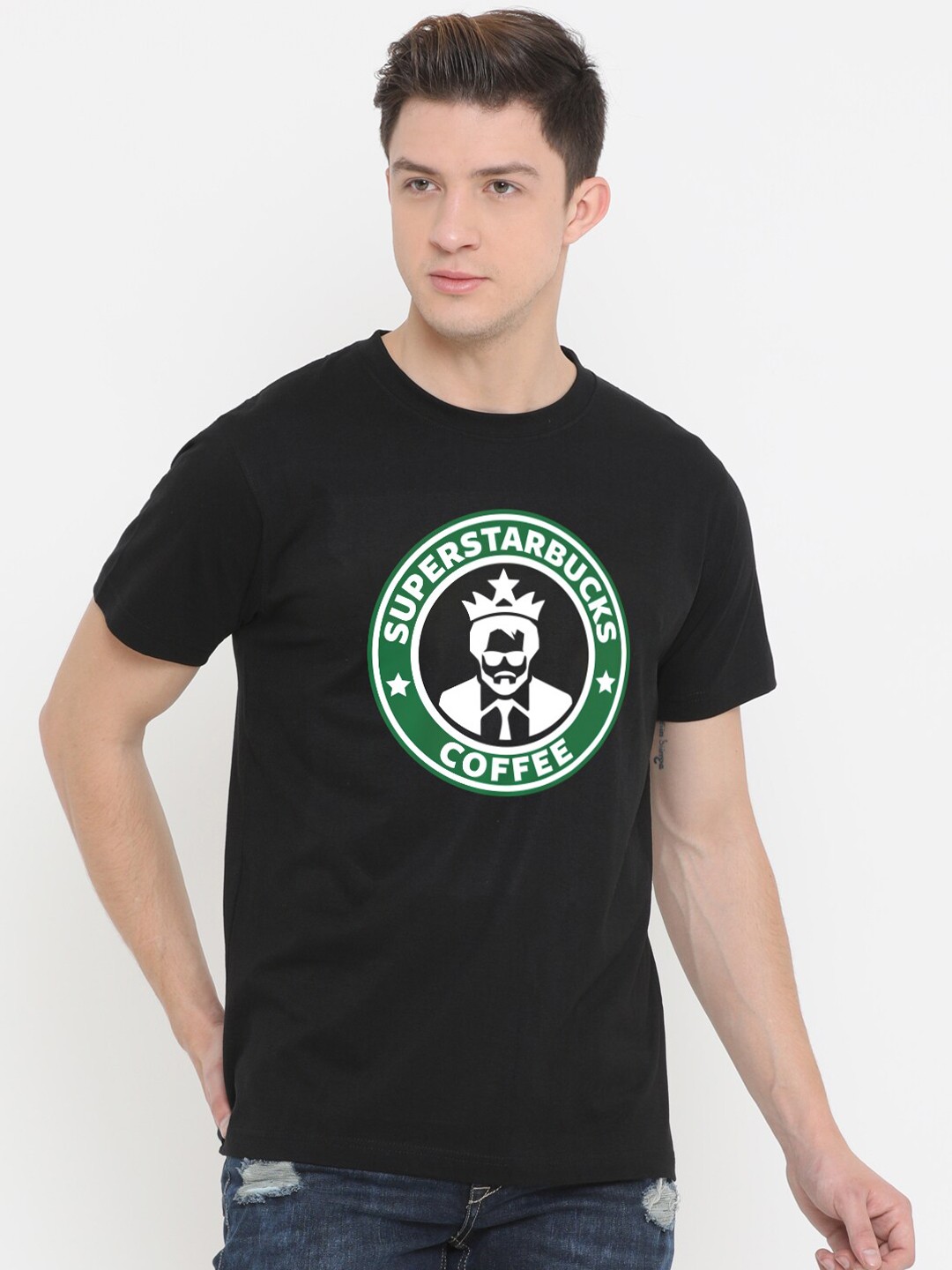 

Fully Filmy Men Black & Green Printed T-shirt