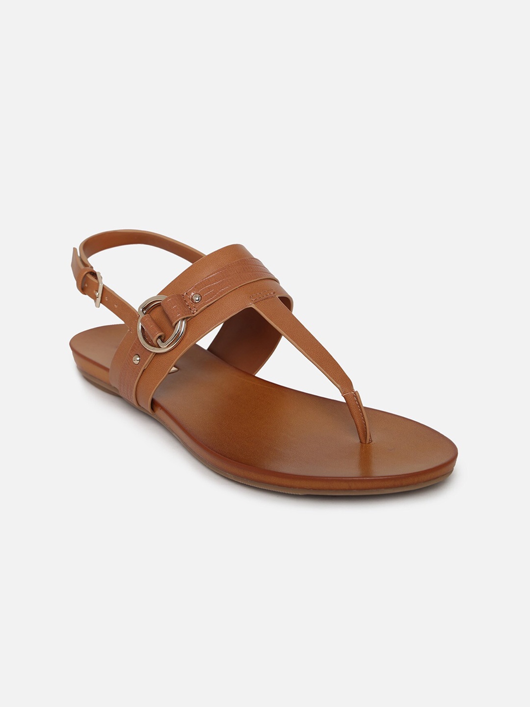 

ALDO Women Brown T-Strap Flats with Buckles